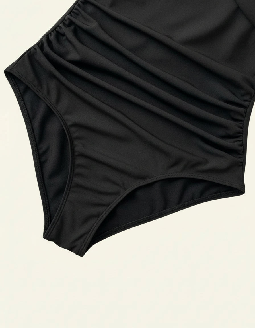 Sexy plain color padded deep v halter-neck one-piece swimwear