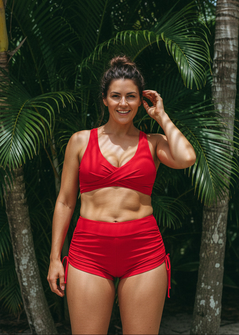 Tie Side Shortini Set - Red