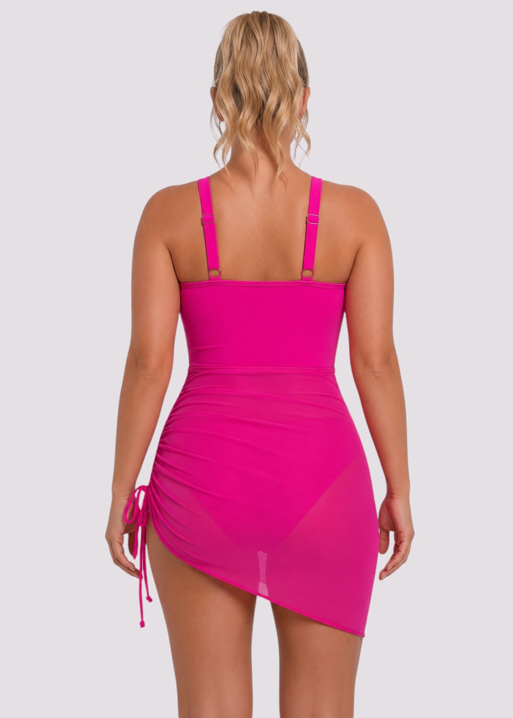 Mesh Sarong Wrap Swim Skirt - Pink