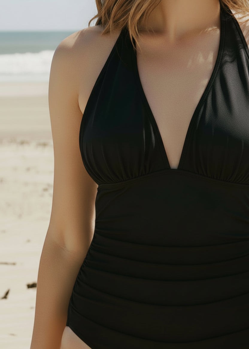Deep Plunge One Piece - Black-Cheekkah