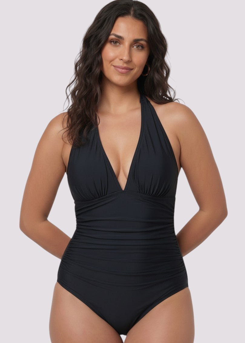Deep Plunge One Piece - Black-Cheekkah