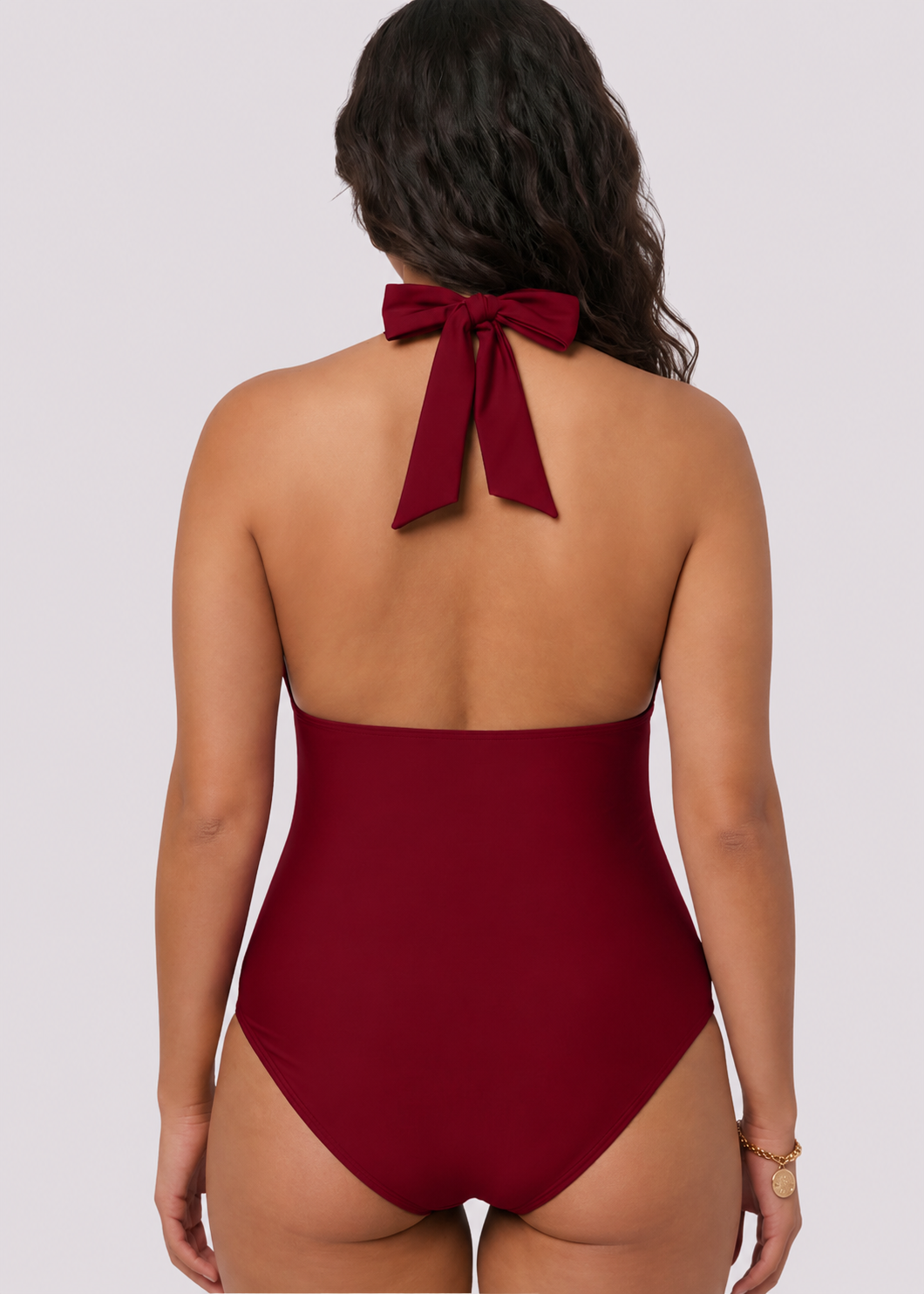 Deep Plunge One Piece - Wine Red