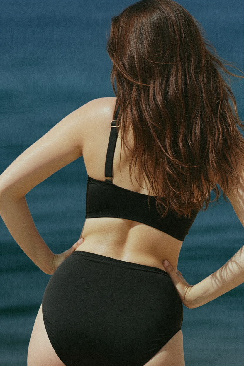 Double Ruched High Waisted Cross Over Bikini Set - Black-Cheekkah