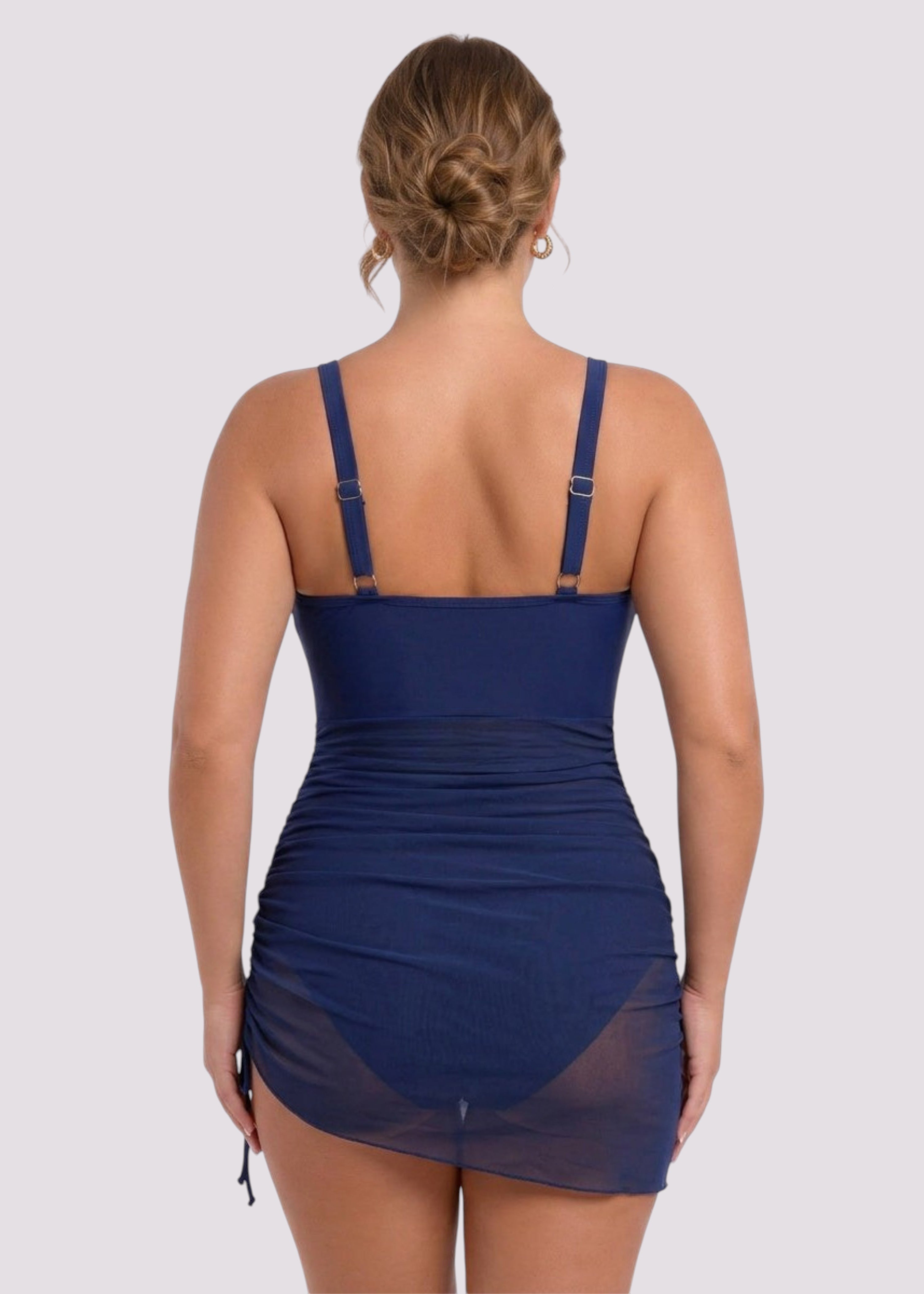 Mesh Sarong Wrap Swim Skirt - Navy