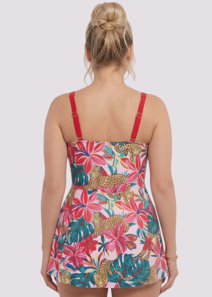 Cute Curves Swim Dress with Gold Buckle - Jaguar Jungle-Cheekkah