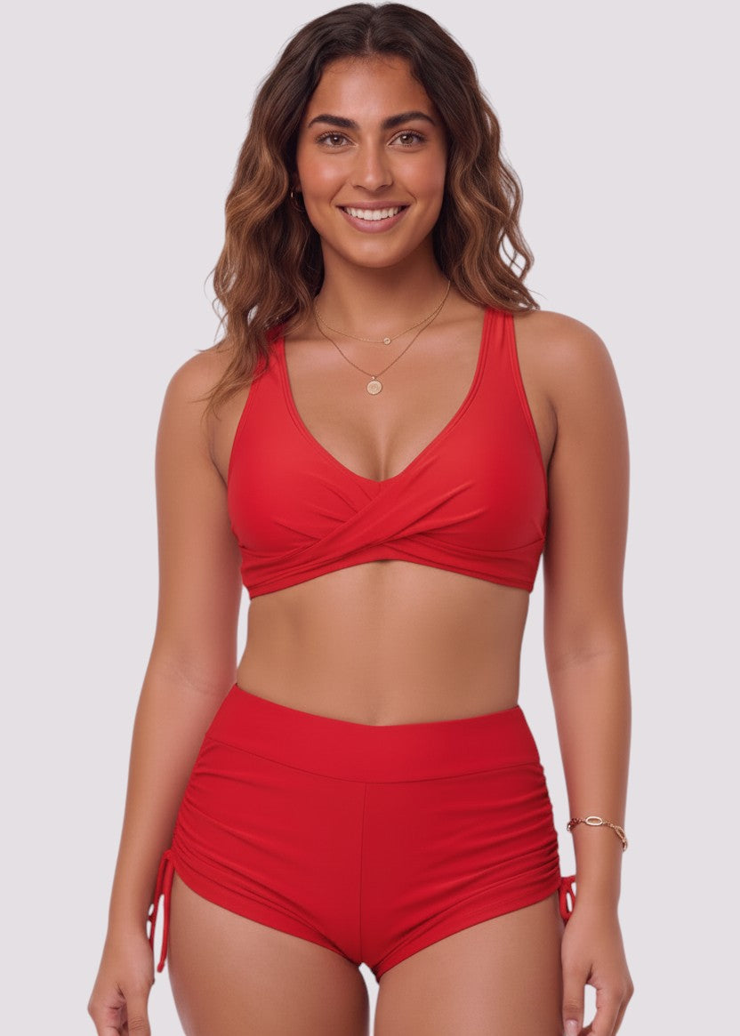 Tie Side Shortini Set - Red-Cheekkah