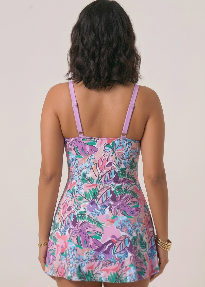 Cute Curves Swim Dress with Gold Buckle