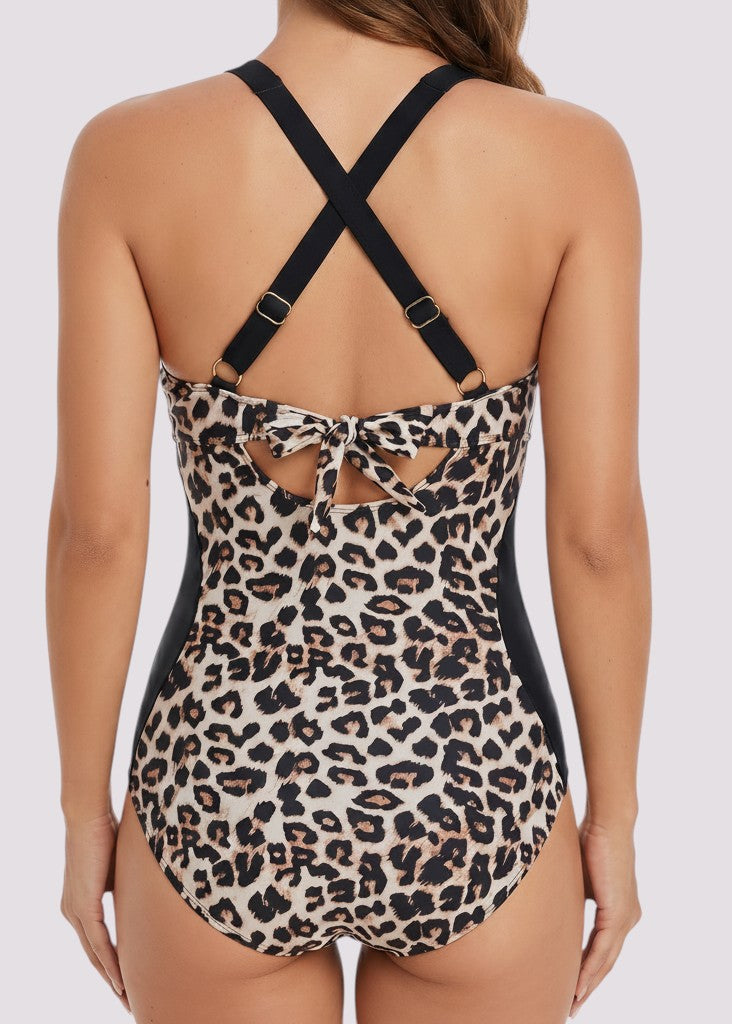 High Neck One Piece with Front Buckle - Animal-Cheekkah