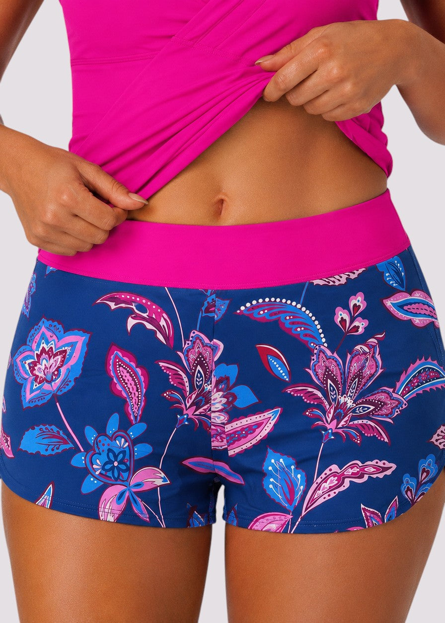 Pocket Swim Shorts with Built-In Briefs - Fuchsia Flare-Cheekkah