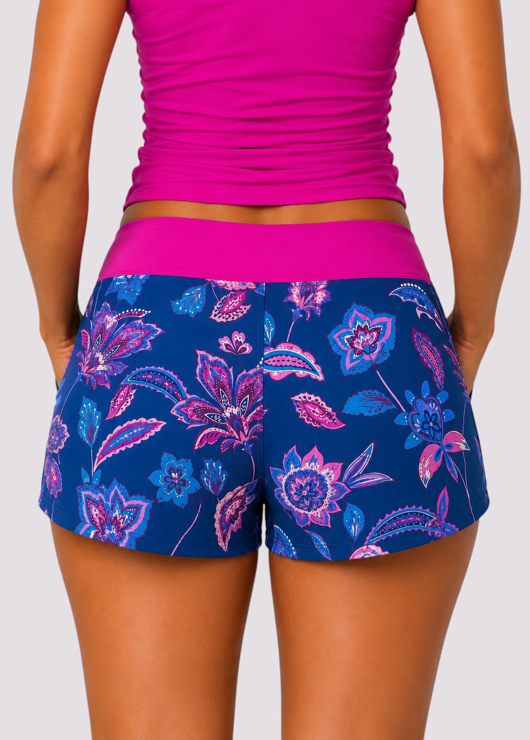 Pocket Swim Shorts with Built-In Briefs - Fuchsia Flare-Cheekkah