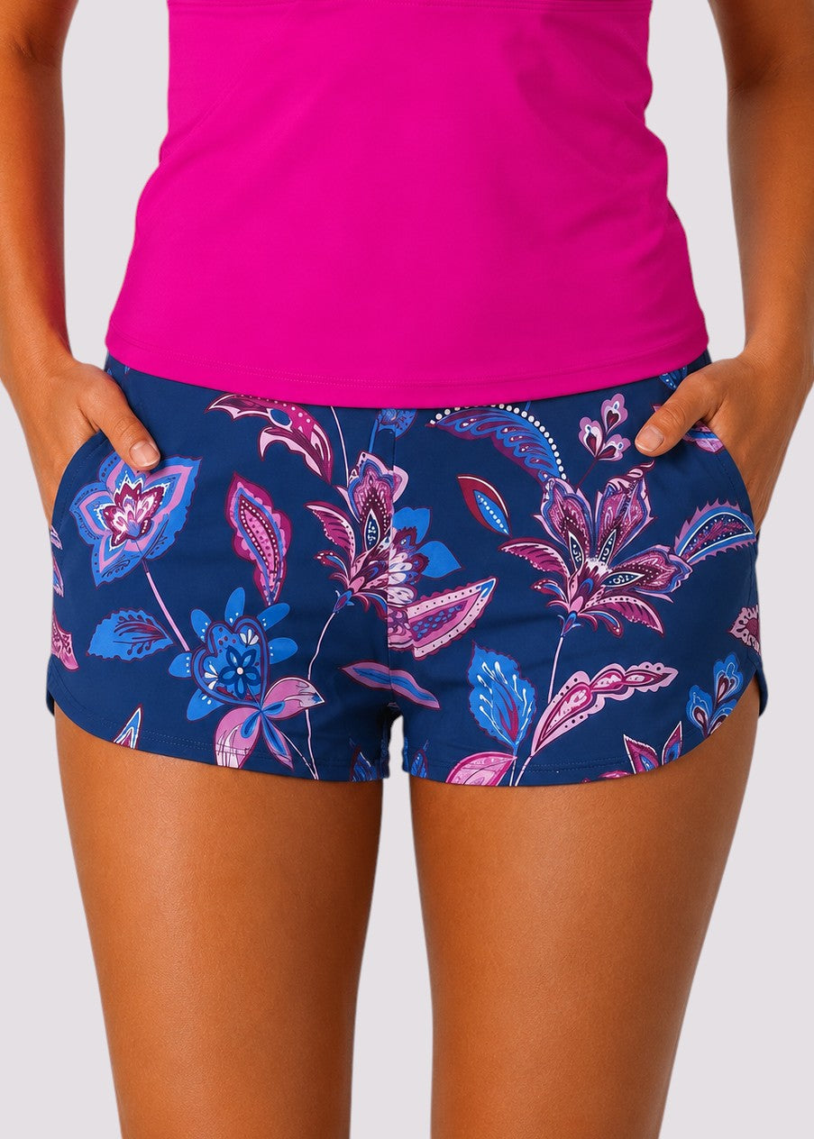 Pocket Swim Shorts with Built-In Briefs - Fuchsia Flare-Cheekkah