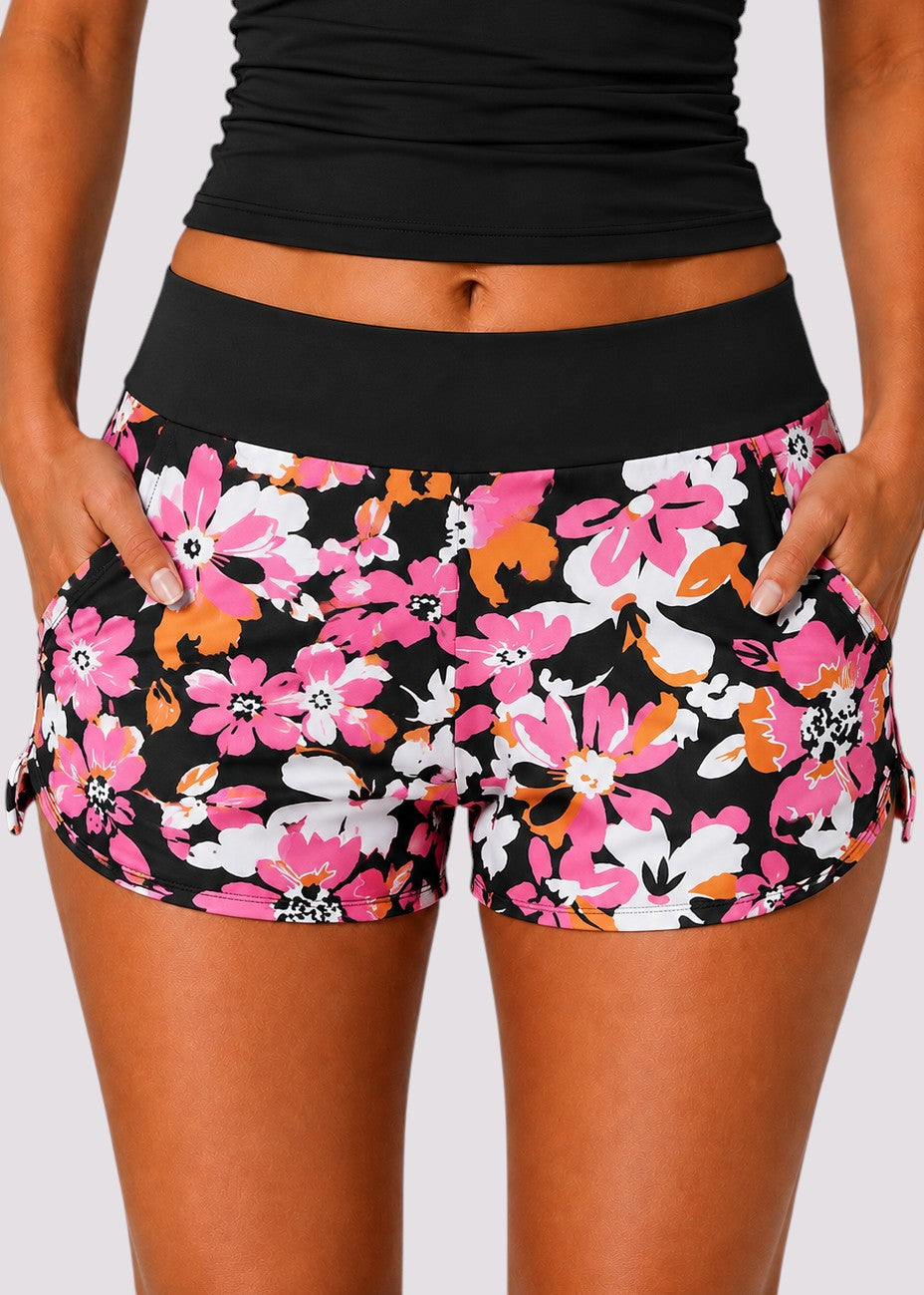 Pocket Swim Shorts with Built-In Briefs - Guava Glow-Cheekkah