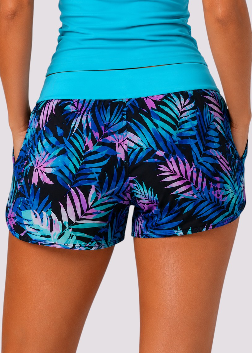 Pocket Swim Shorts with Built-In Briefs - Turquoise Tide-Cheekkah