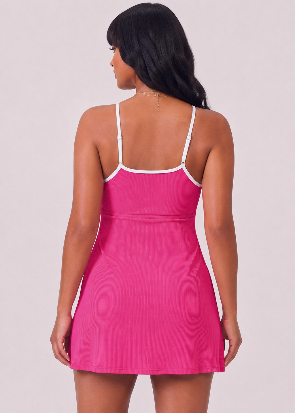 Sporty Scoop Swim Dress with Pockets - Pink-Cheekkah