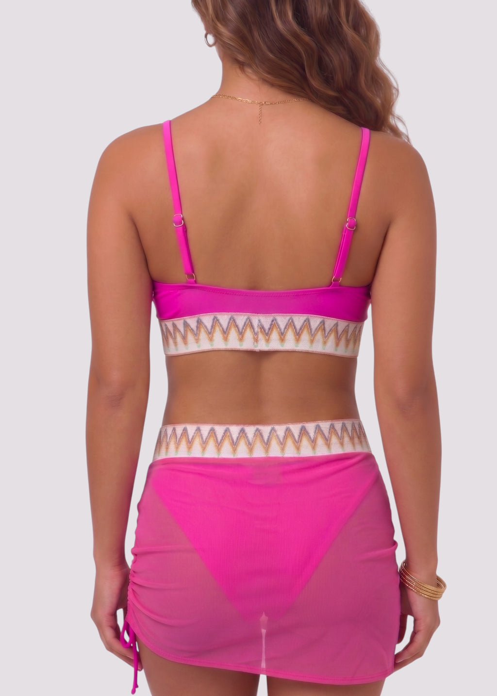 Swim Skirtini with Jacquard Trim - Pink-Cheekkah