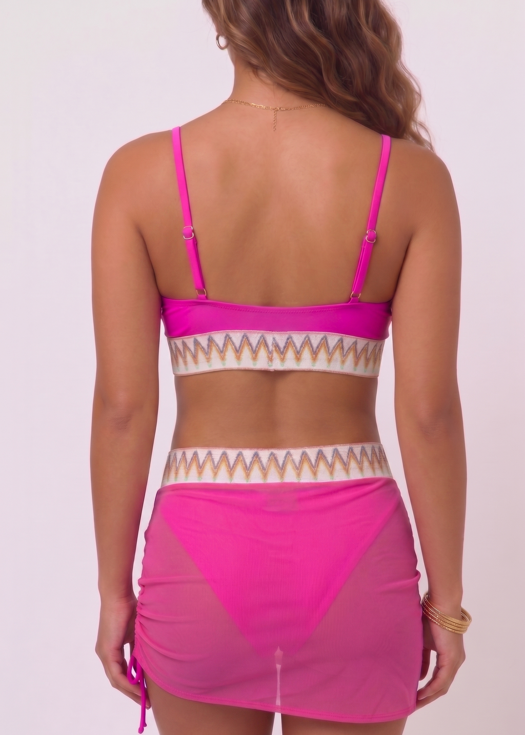 Swim Skirtini with Jacquard Trim - Pink-Cheekkah