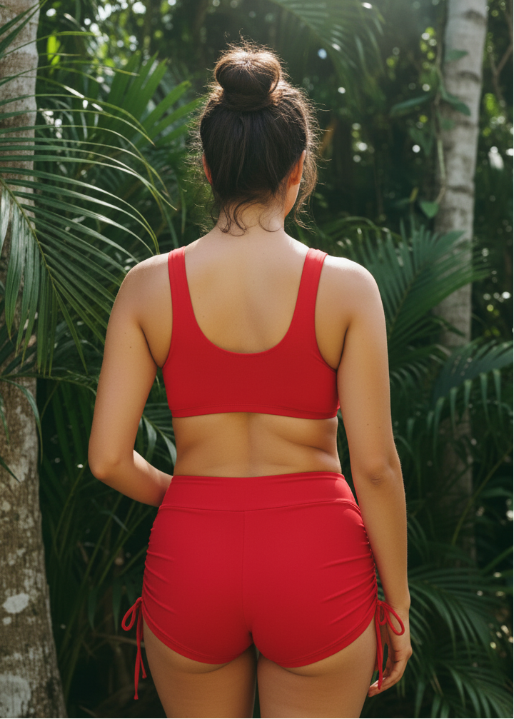 Tie Side Shortini Set - Red-Cheekkah