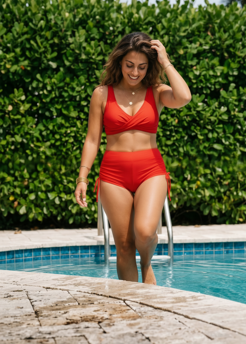 Tie Side Shortini Set - Red-Cheekkah