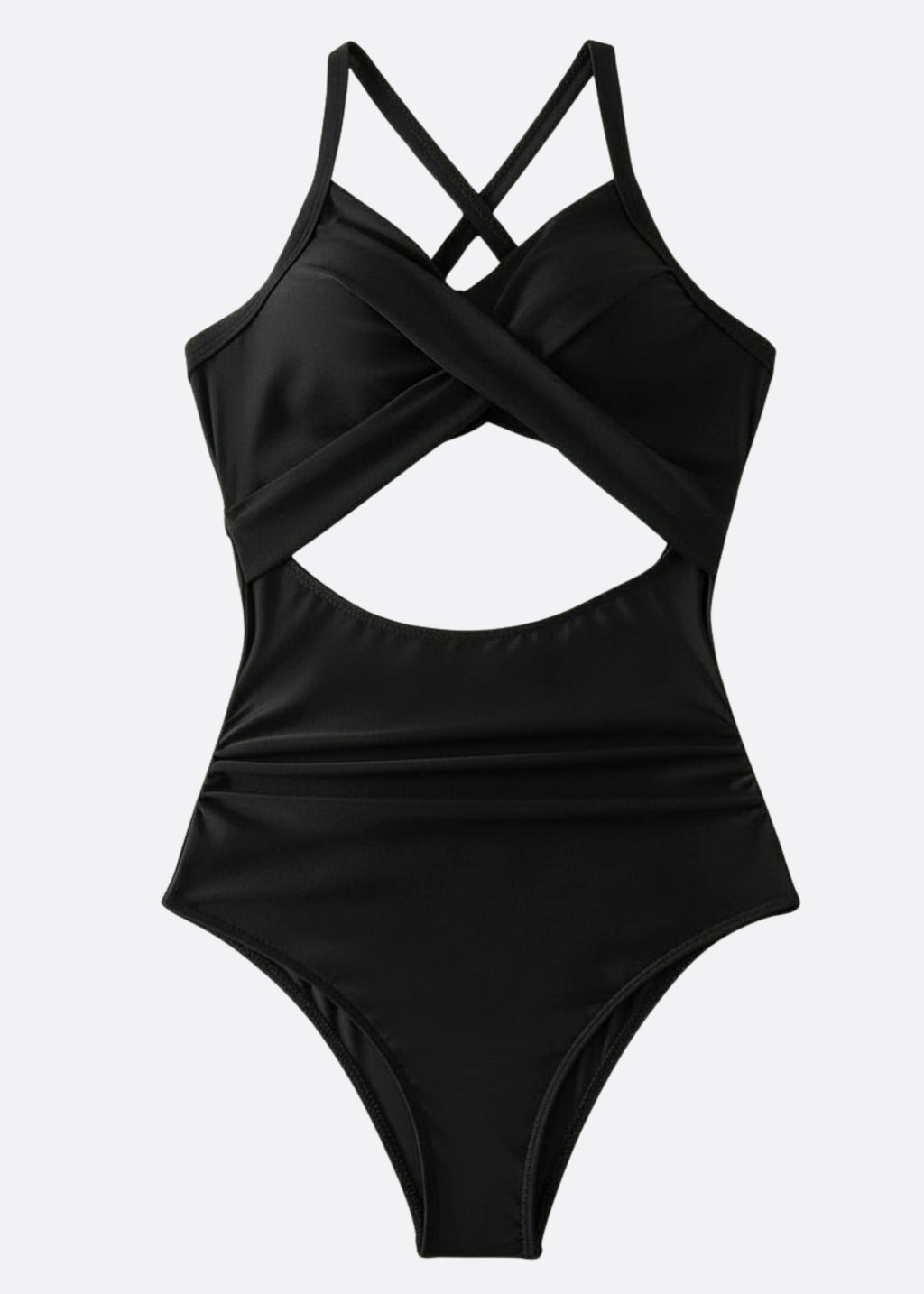 Twist Front Cut Out One Piece - Black-Cheekkah