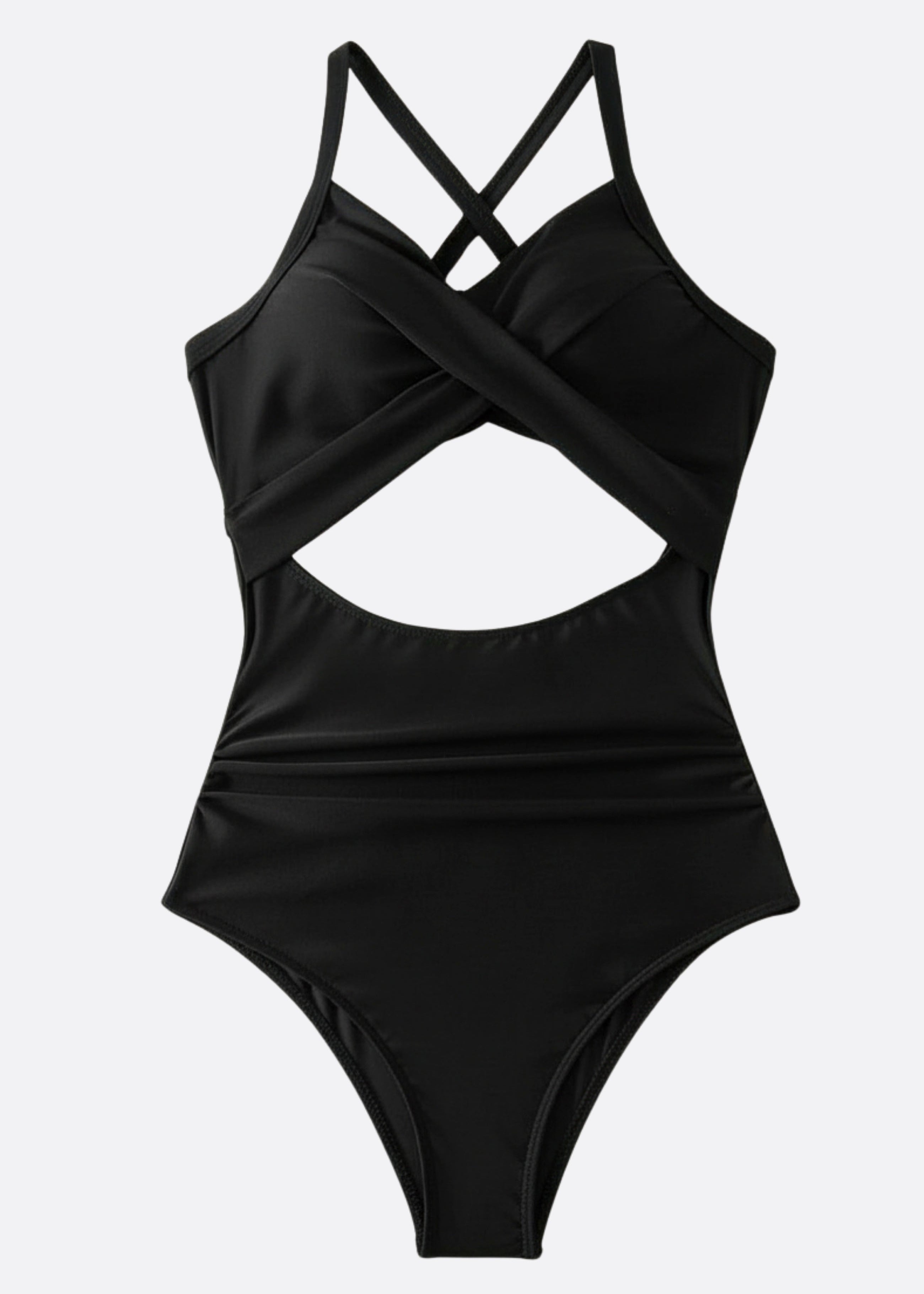 Twist Front Cut Out One Piece - Black-Cheekkah