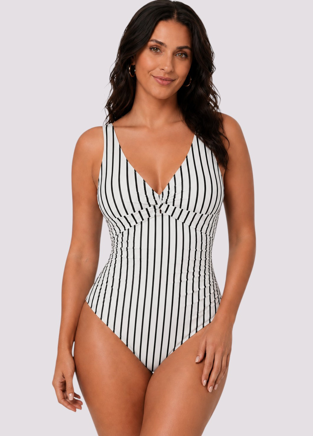 Twist Front Tummy Control One Piece - Amalfi Stripe-Cheekkah