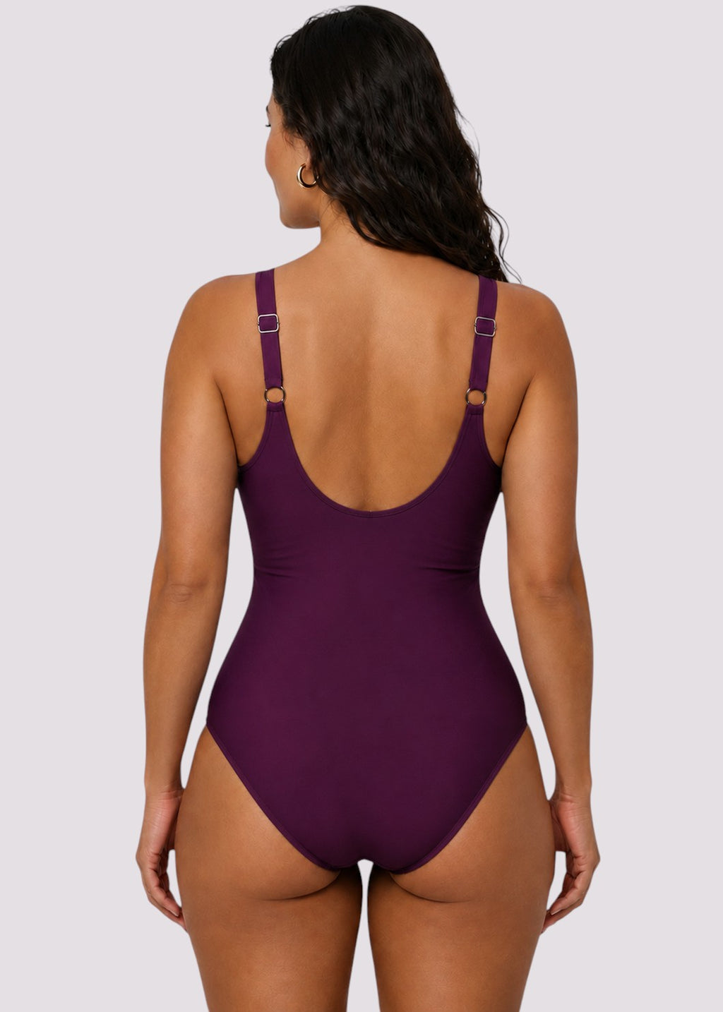 Twist Front Tummy Control One Piece - Wine Red-Cheekkah