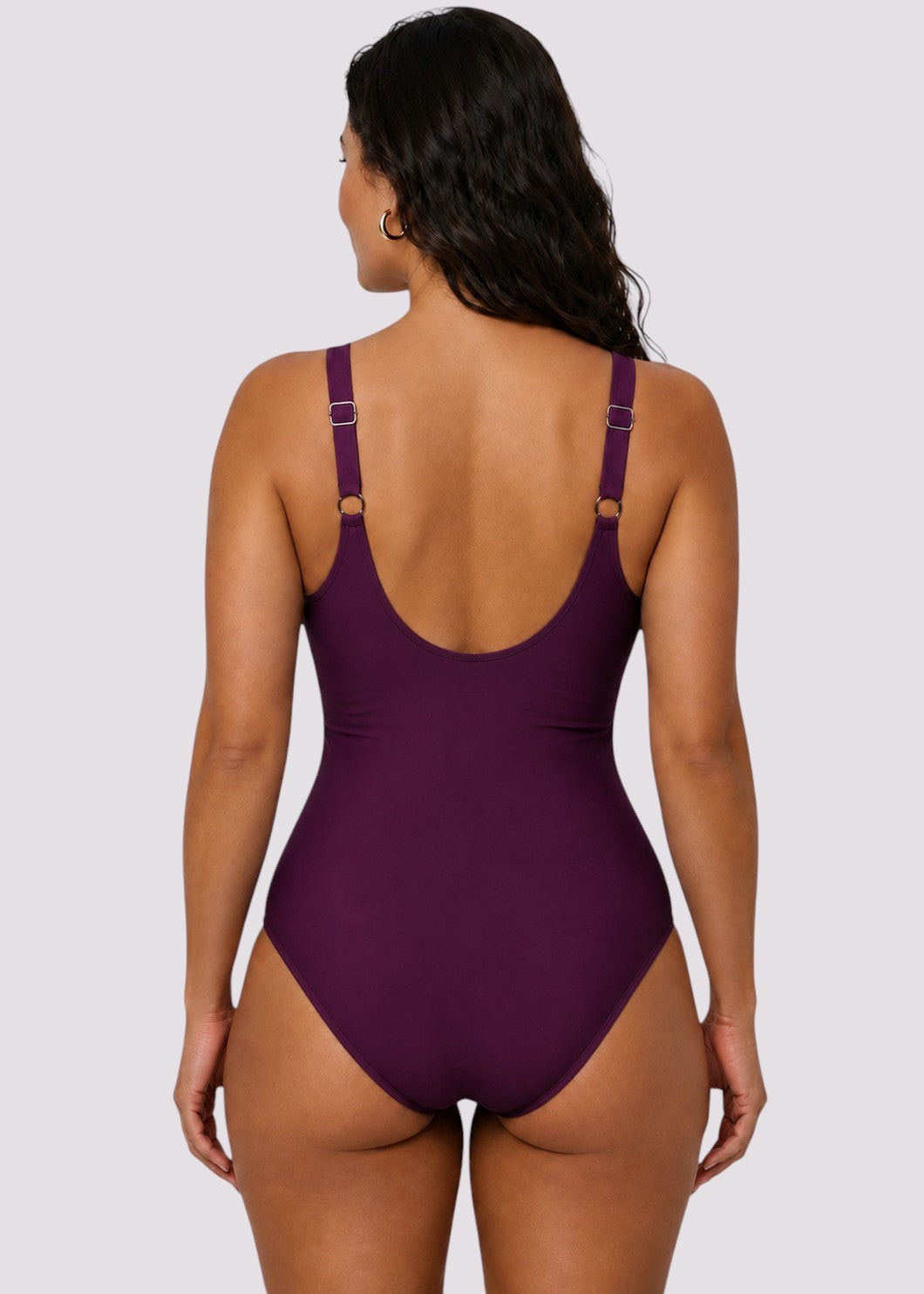 Twist Front Tummy Control One Piece - Wine Red-Cheekkah
