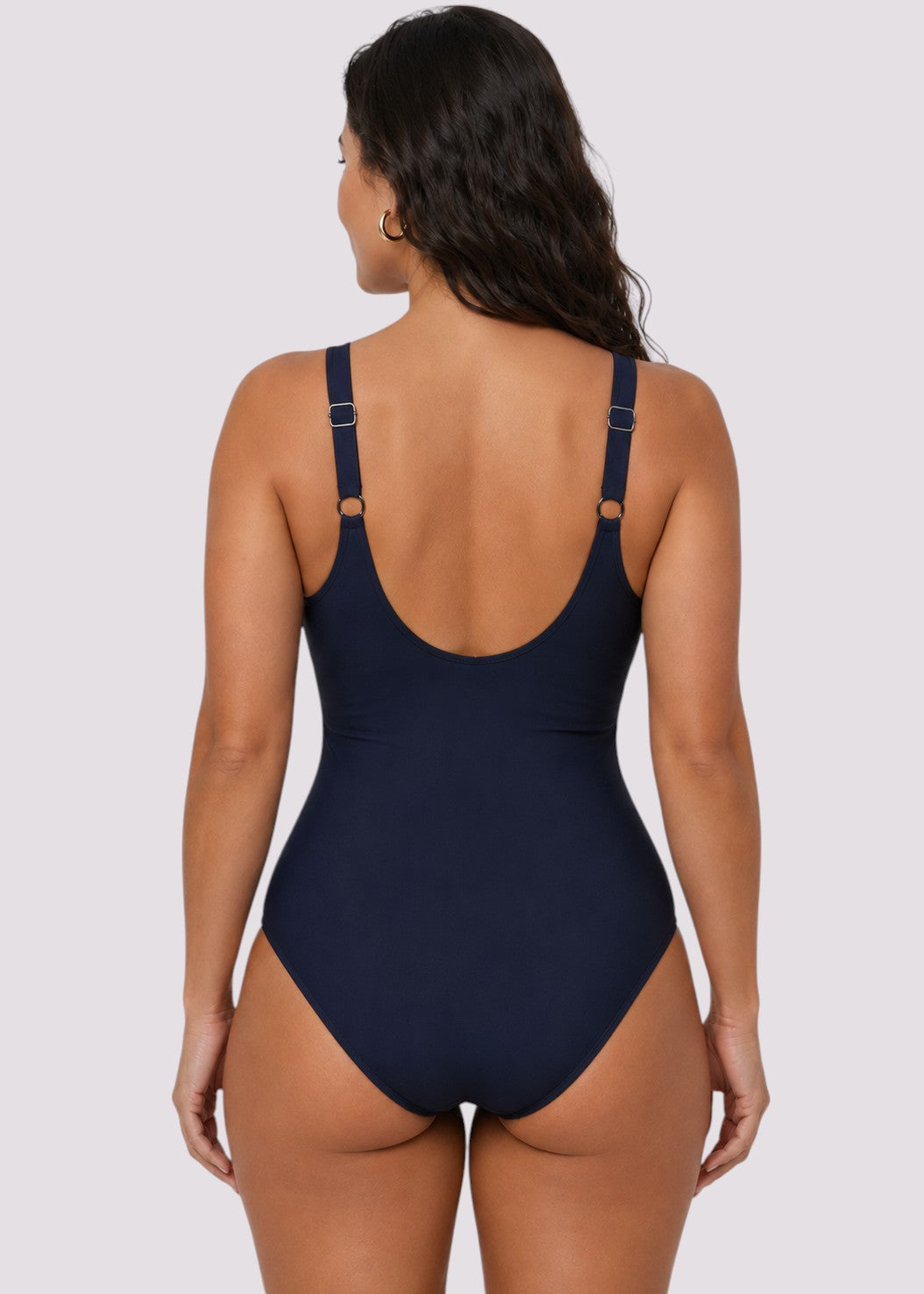 Twist Front Tummy Control One Piece - Navy-Cheekkah